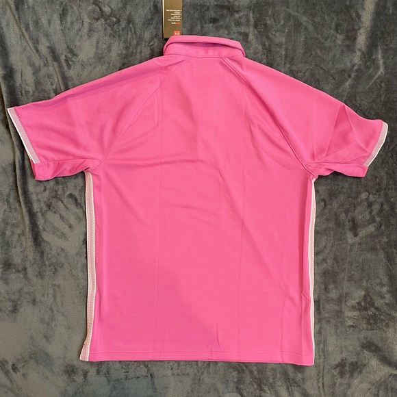 Men’s Under Armour Heat Gear Pink Short Sleeve Polo Shirt. Large. Loose Fit. NWT - Picture 7 of 7